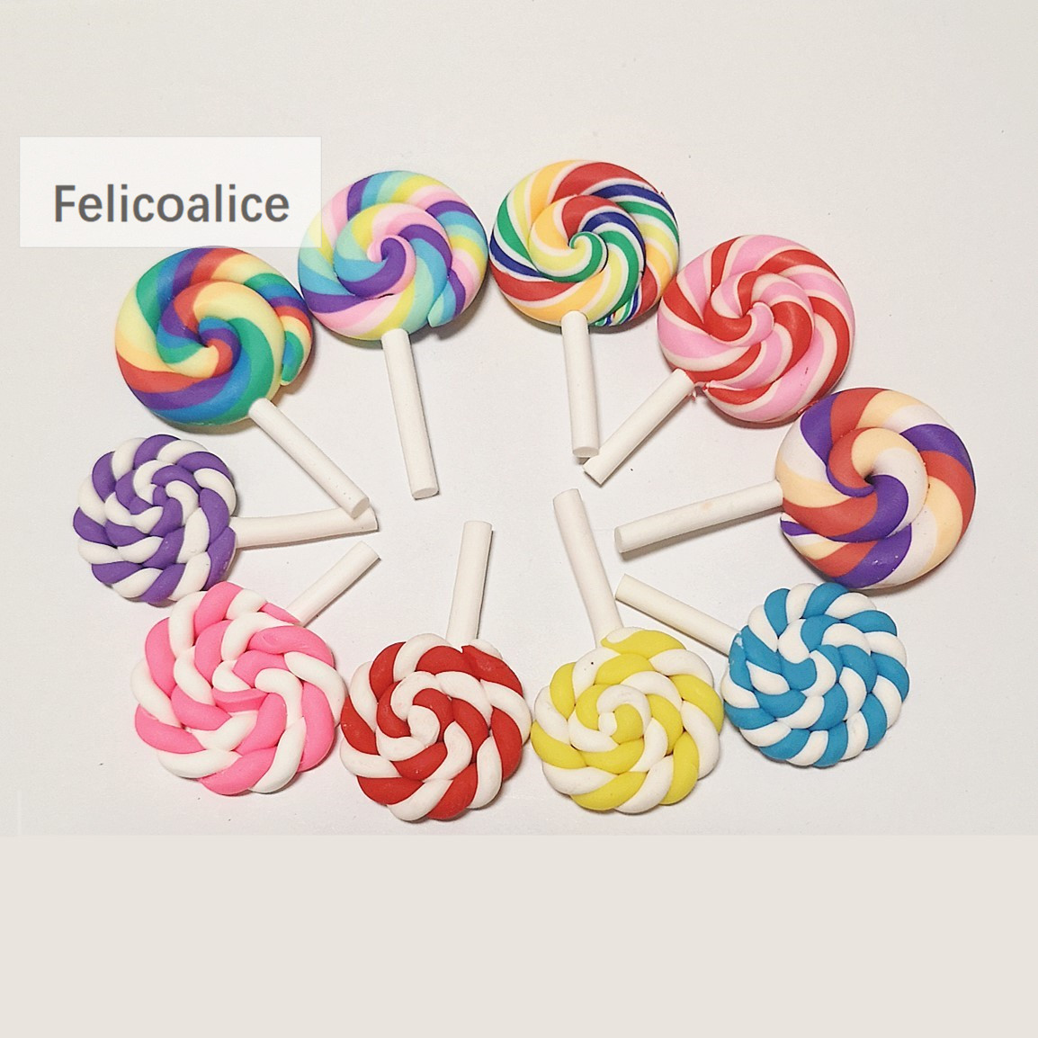 Korean Food Snacks - 8pcs Multicolor Rainbow Clay Lollipops Photography