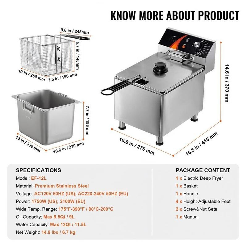 Tabletop Frying Machine 12Qt / - Foods X avaliação e preço