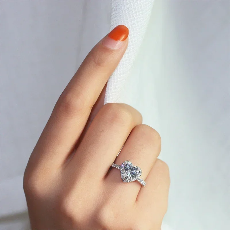 Luxury Silver Color Heart Ring - Korean Food Snacks avaliação e preço