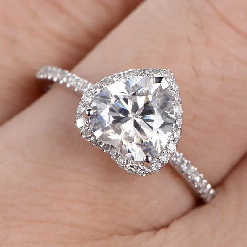 Luxury Silver Color Heart Ring - Korean Food Snacks avaliação e preço