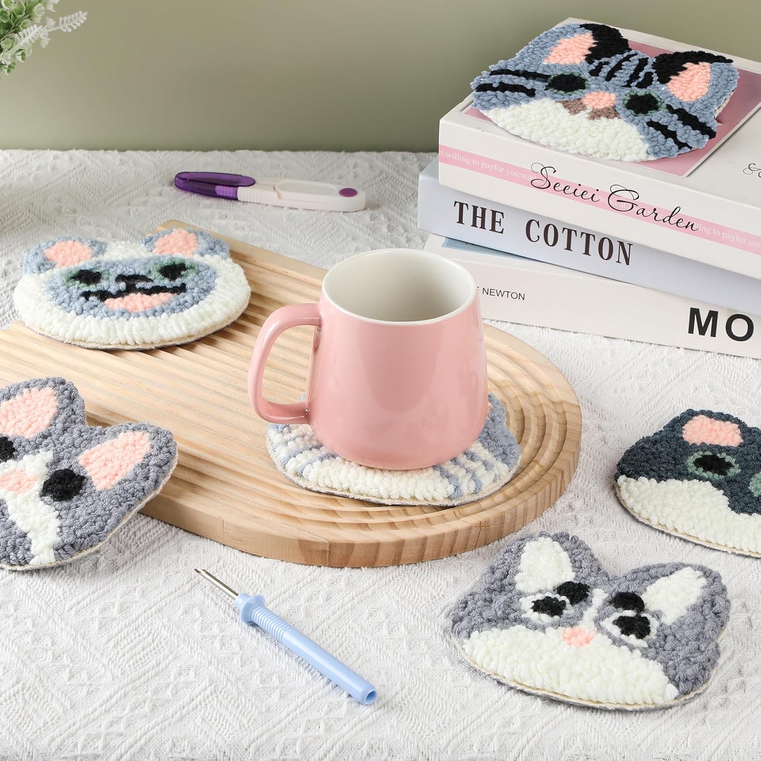 6PCS Set Punch Needle Coaster  - Fruit Roll Up avaliação e preço