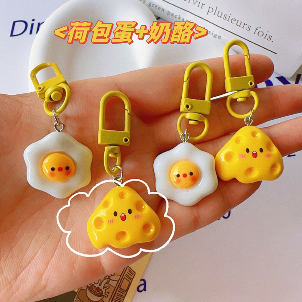 Cute Egg Cheese Keychain Resin - Food Zinc avaliação e preço