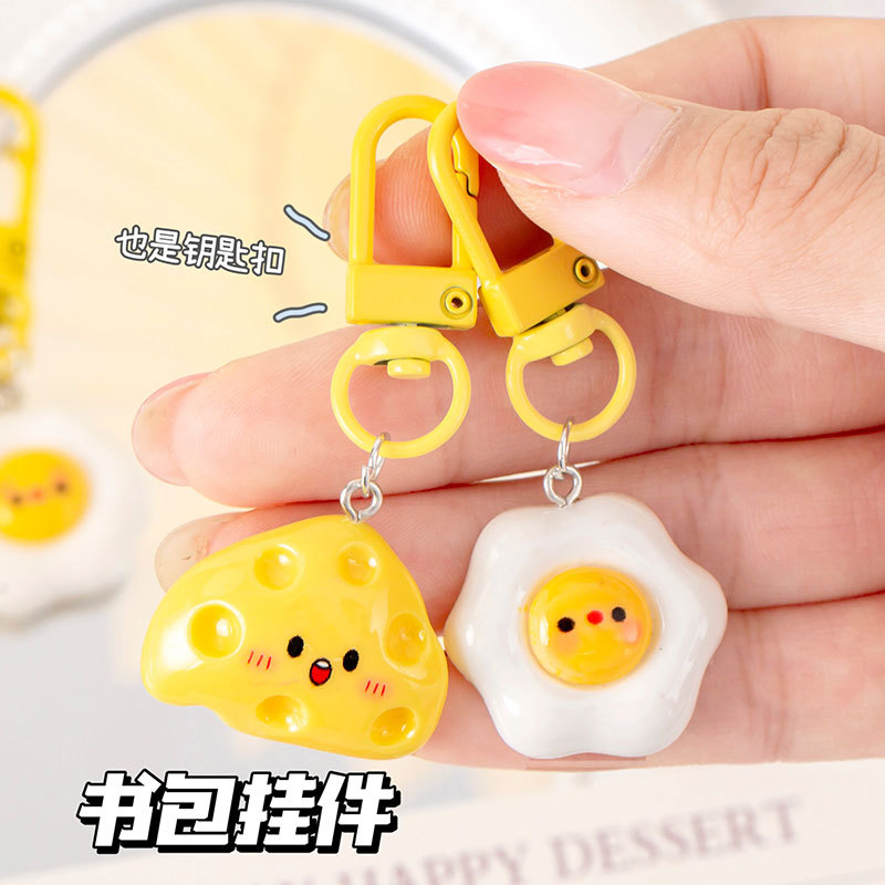 Cute Egg Cheese Keychain Resin - Food Zinc avaliação e preço