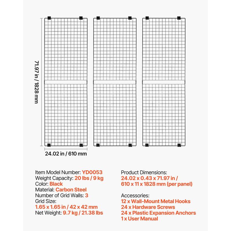 3 Packs Grid Wall Panels, 2 x  - Foods X avaliação e preço