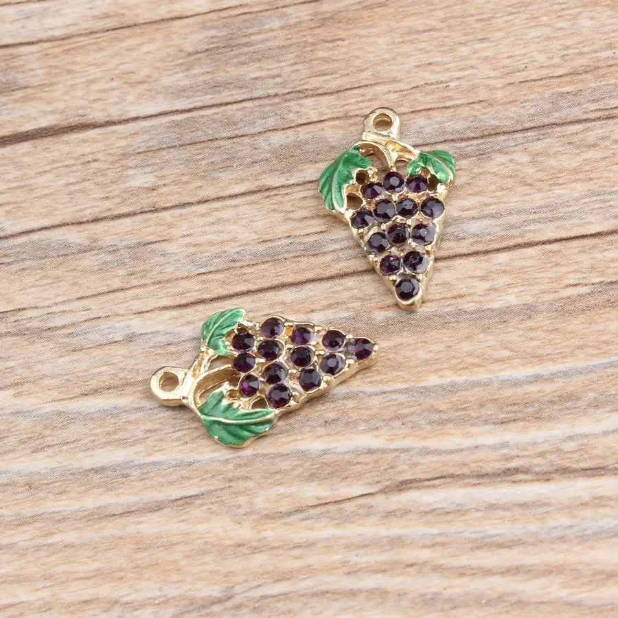 10pcs Alloy Purple Grape Charm - Food Zinc avaliação e preço