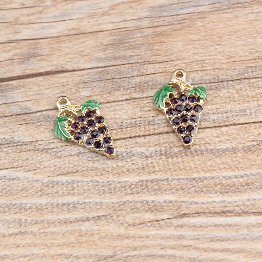 10pcs Alloy Purple Grape Charm - Food Zinc avaliação e preço