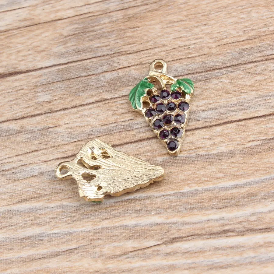 10pcs Alloy Purple Grape Charm - Food Zinc avaliação e preço