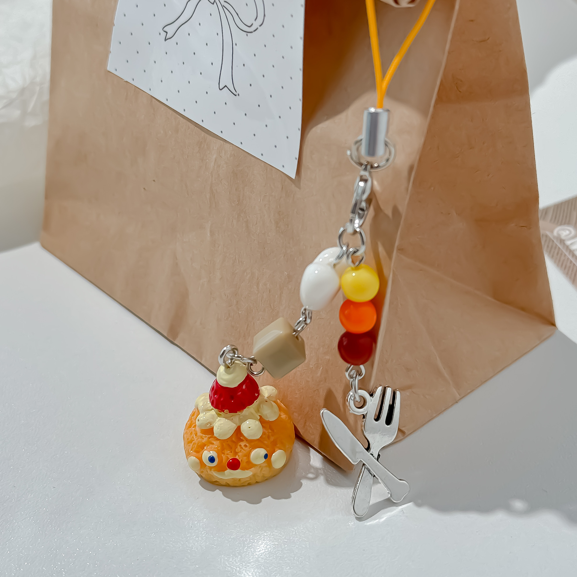 New Cute Cream Puff Bag Pendan - Food Zinc avaliação e preço